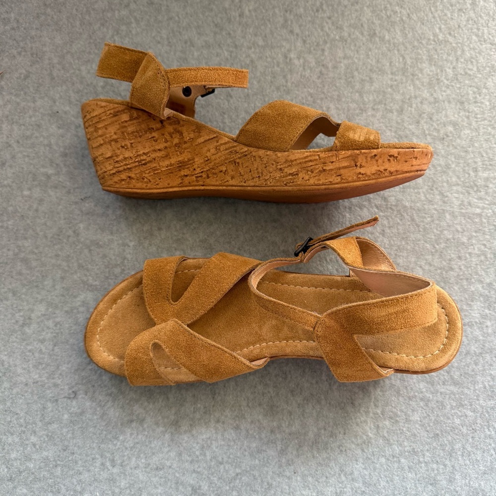 Sundance Tan Suede Wedge Sandals